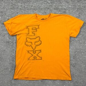 Fox Racing T Shirt Mens Medium Orange Sketch Logo Graphic Motocross Moto